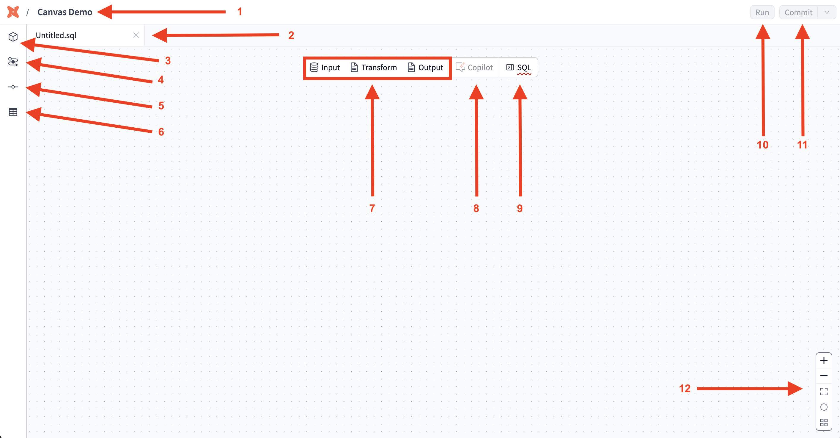 The Canvas workspace screen. The number of items is defined in this section. The Canvas workspace screen. The number of items is defined in this section.
